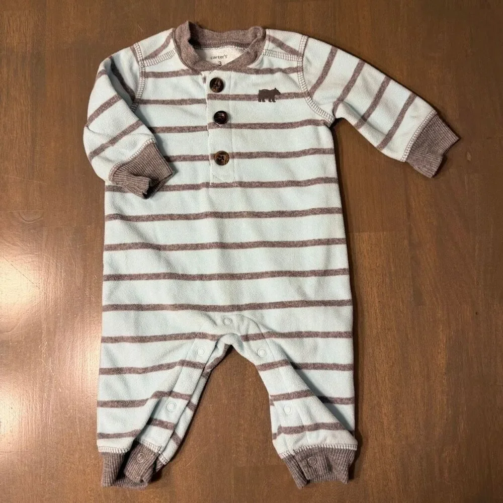 Carters 3 Months Boys Long Sleeve Fleece Sleepers